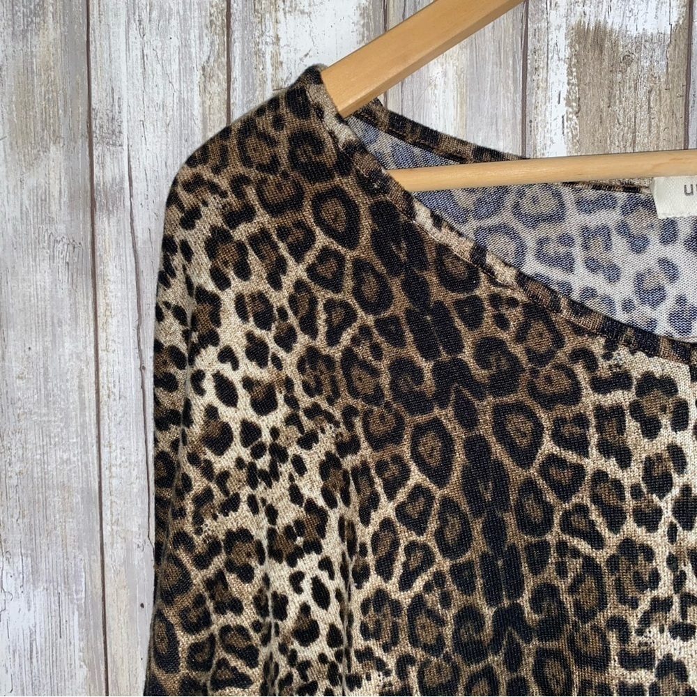 Umgee Violet Skye Leopard Tie Front Sweater Blouse - Picture 5 of 6